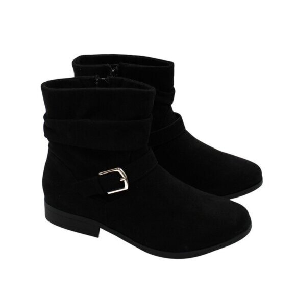 KAREN SCOTT Womens Black Buckle Accent Comfort Clarett Round Toe Boots - Picture 2 of 8